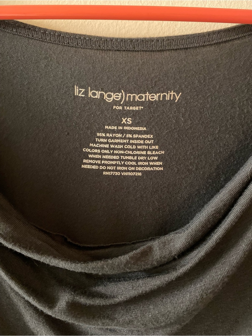 Liz Lange Maternity Charcoal Jersey Drape-Neck Midi Dress with Stud Accents - Picture 4 of 4